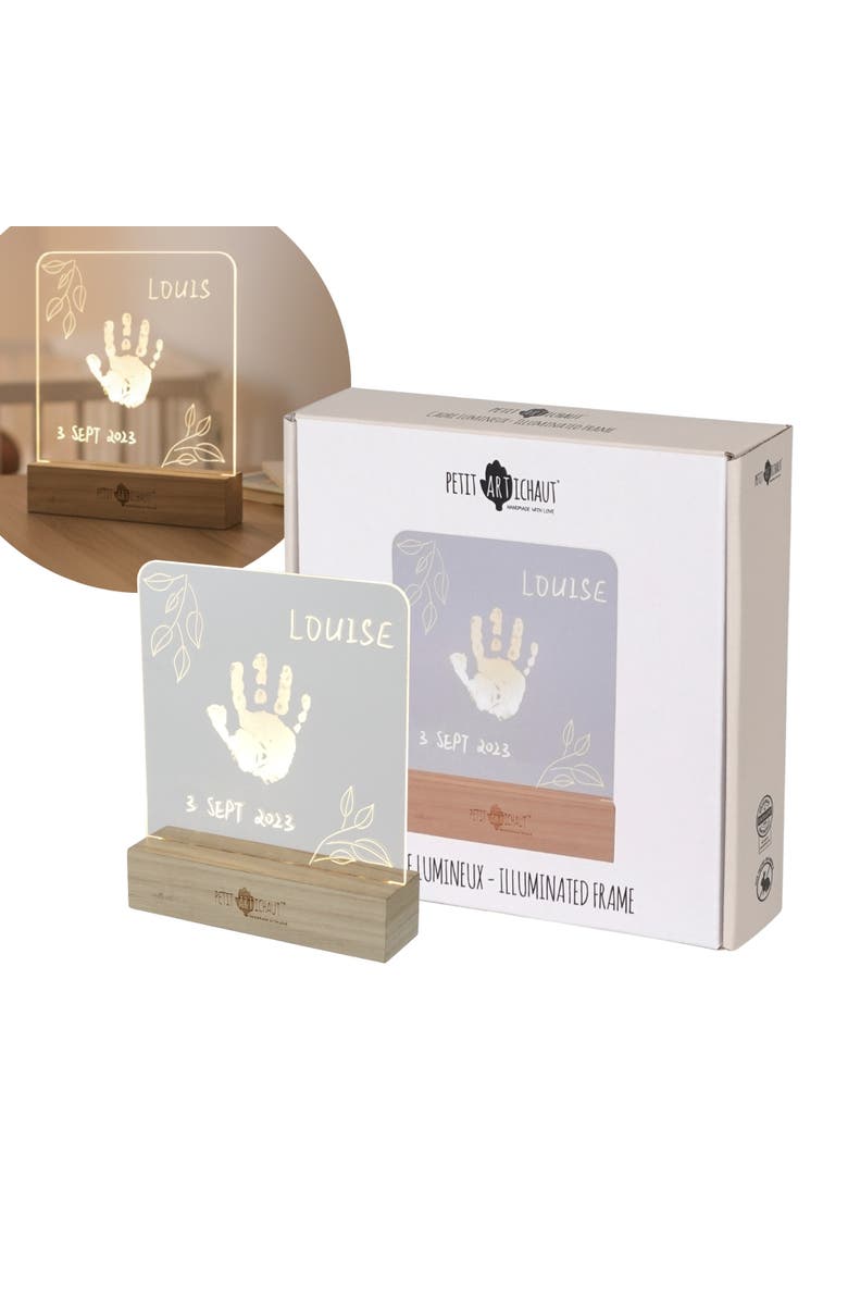 Petit Artichaut Illuminated Frame | Light-Up Handprint Keepsake with Name & Date | Newborn Gift, Main, color, Beige