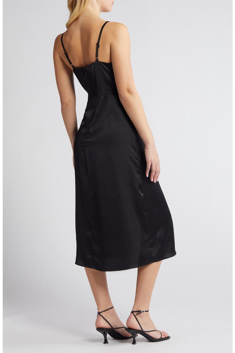 Side Tie Satin Dress, Alternate, color, BLACK