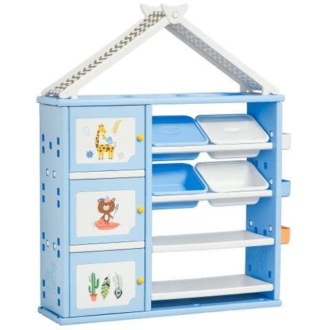 Kids Toy Storage Organizer with 4 Bins, Cabinets