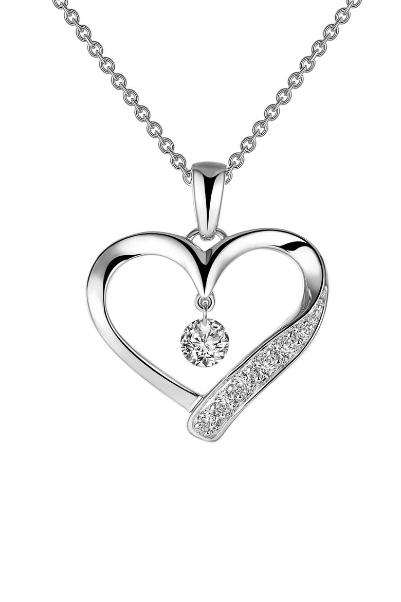 Heart Orbital Pendant Necklace, Main, color, SILVER/CLEAR
