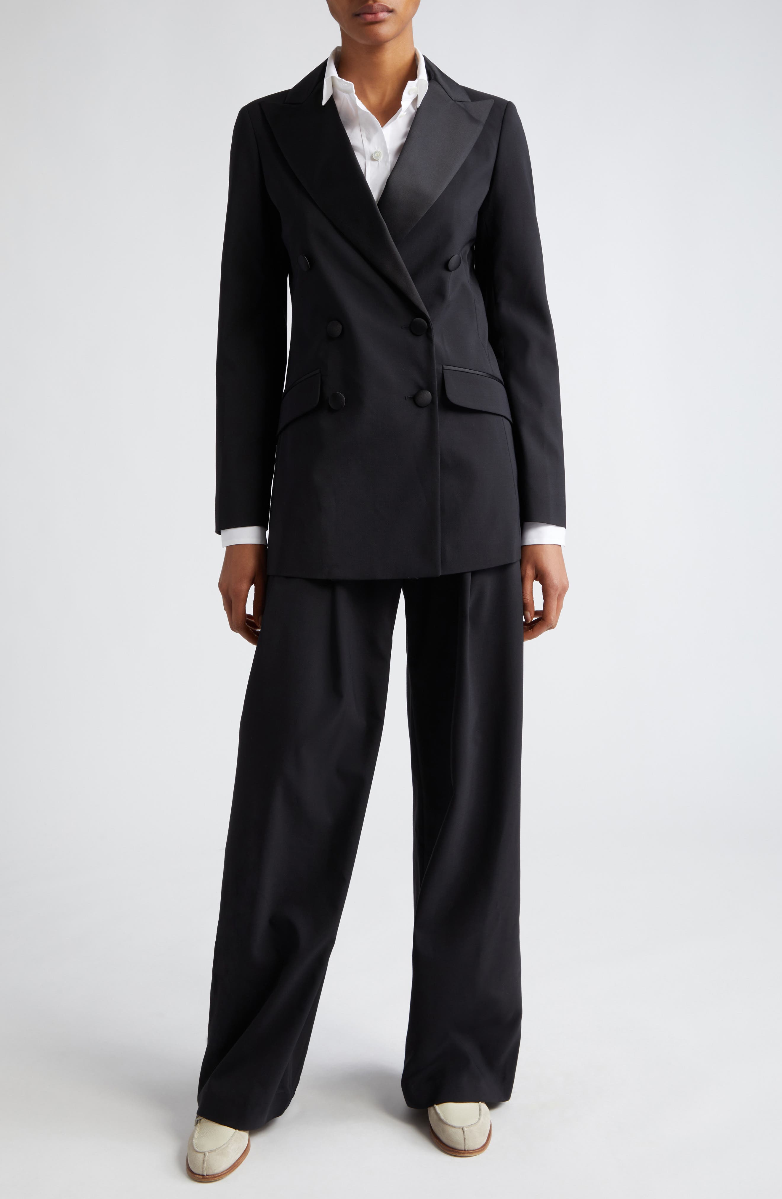 Double Breasted Satin Tuxedo Jacket - image 2