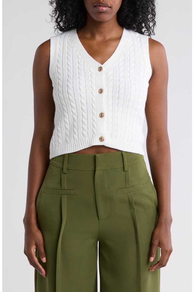 Brea Button Front Vest, Main, color, GARDENIA