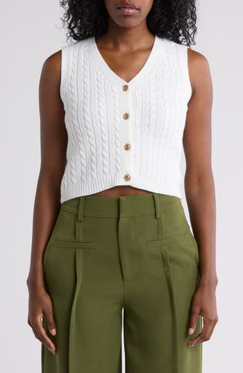 Love By Design Brea Button Front Vest In Gardenia