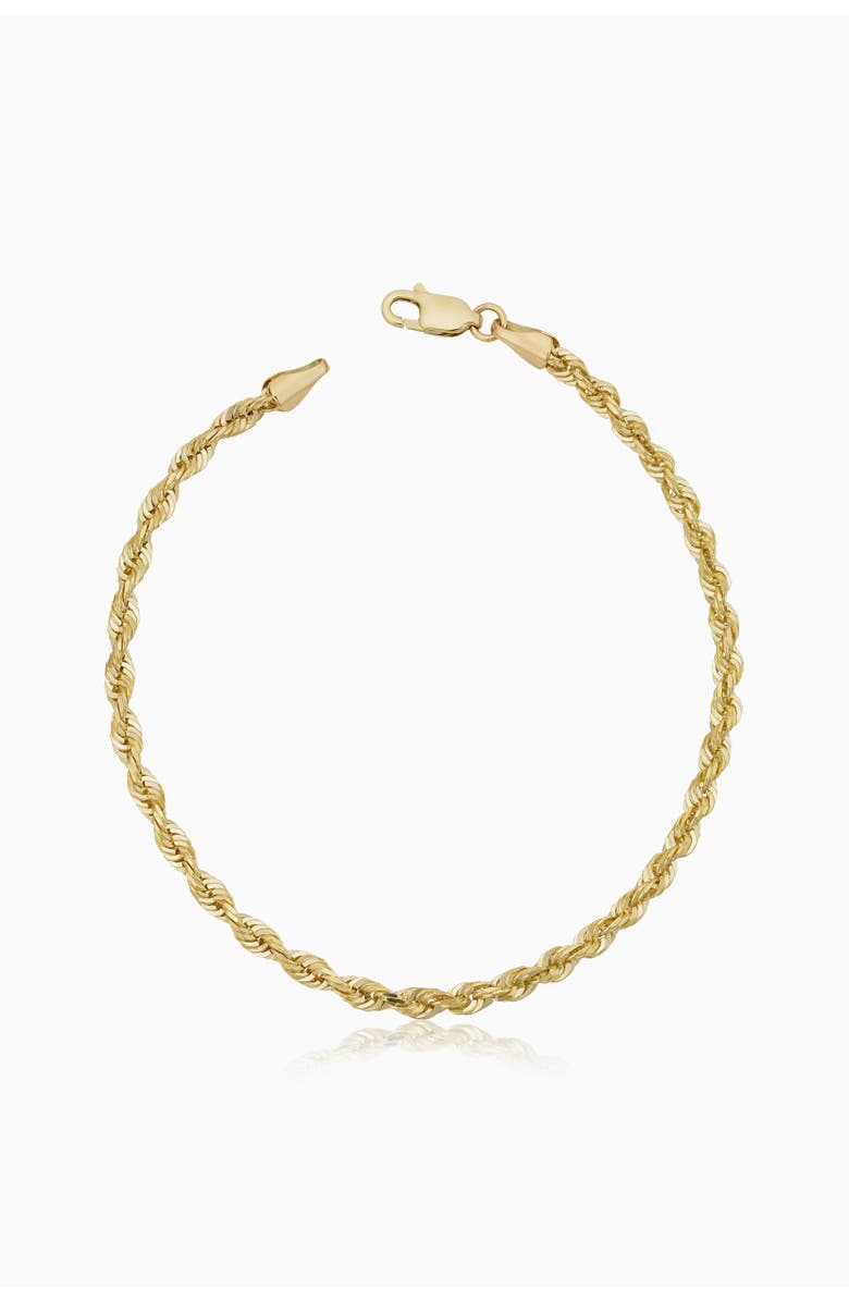 Oradina Men's Titan Rope Chain Bracelet in 10K Gold, Main, color, Yellow Gold