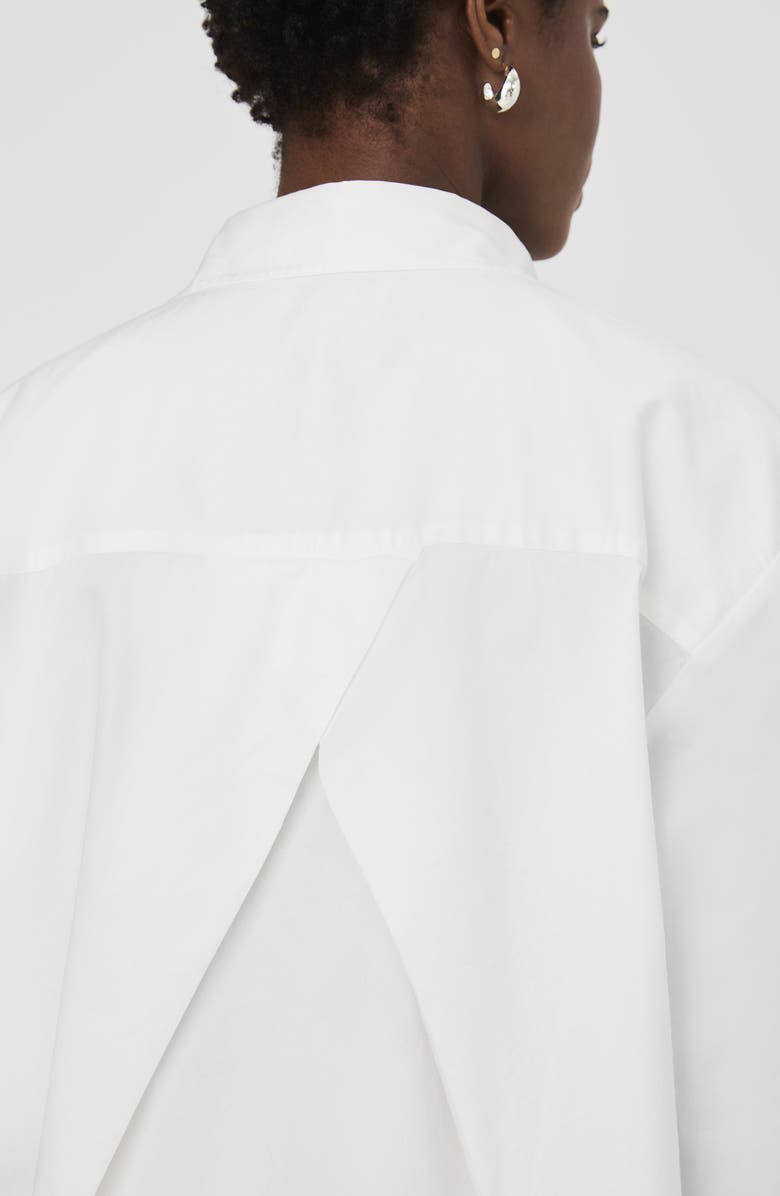 French Connection Alexis Oversize Crossover Cotton Button-Up Shirt, Alternate, color, 10-Summer White