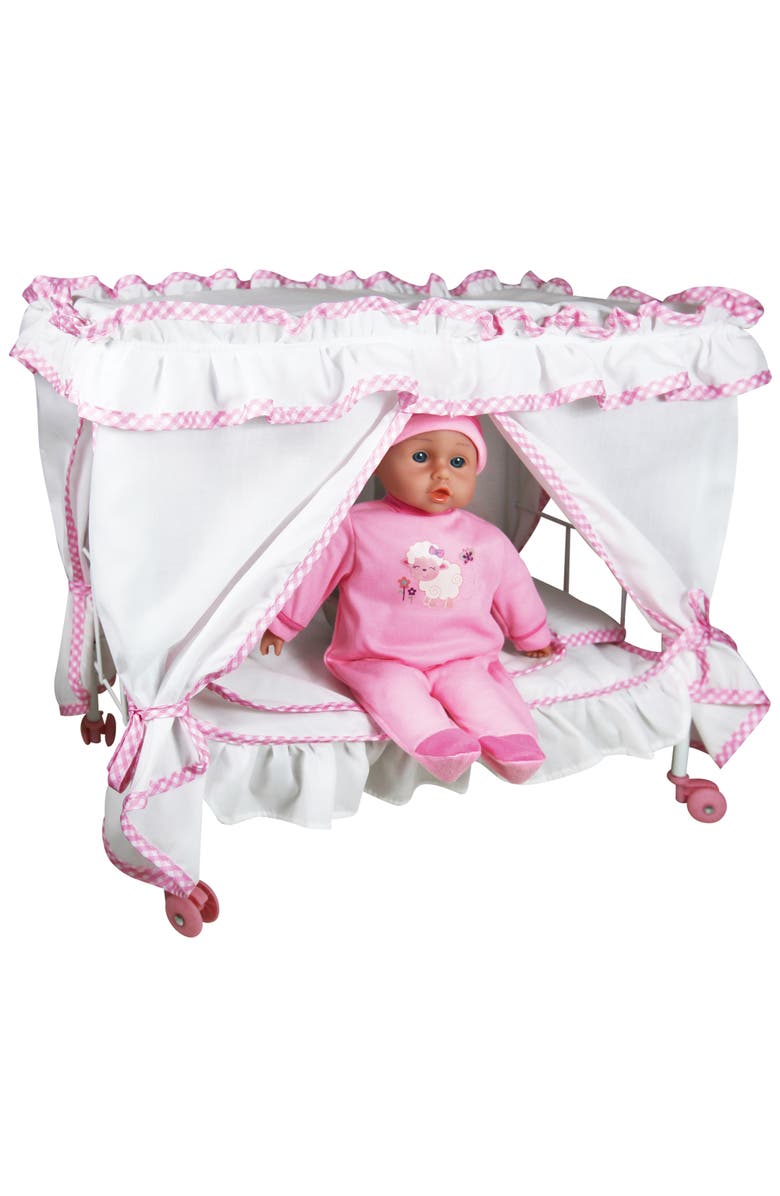 Lissi Princess Canopy Bed Set 14" Pink Sheep Baby Doll, Main, color, Multicolored