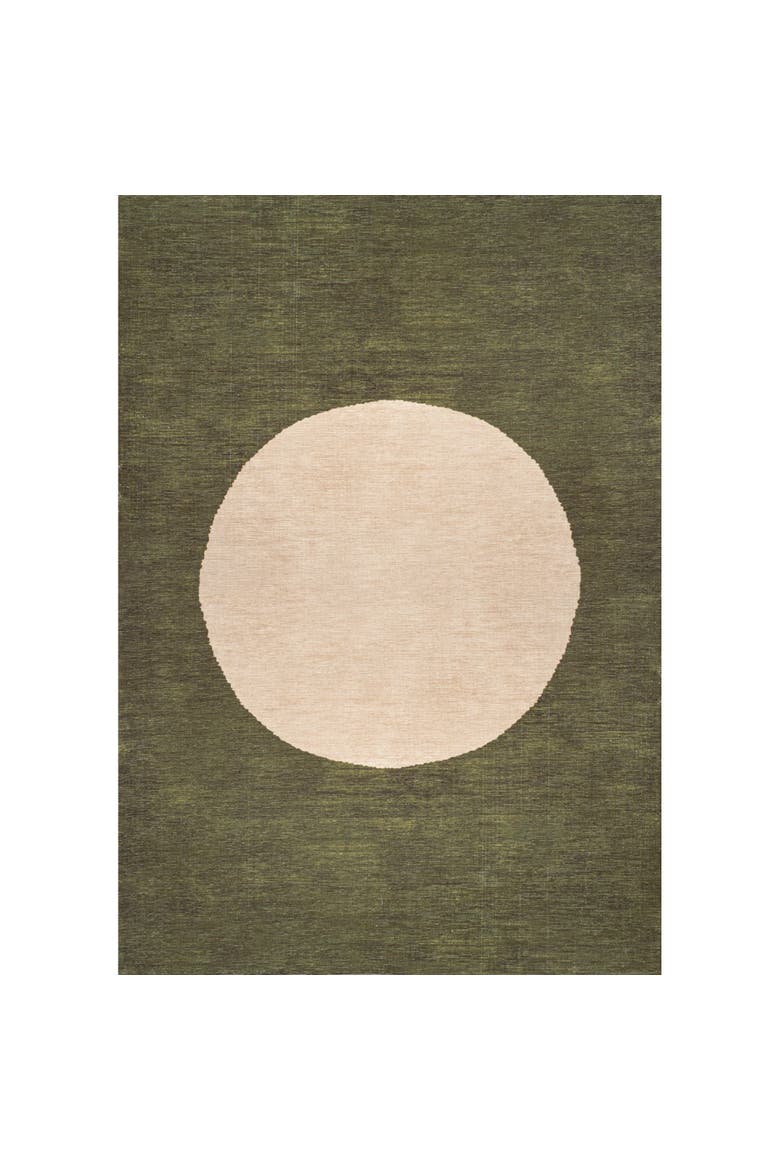 Cirkel Minimalist Geometric Dot Machine-Washable Area Rug, Alternate, color, Green/Cream