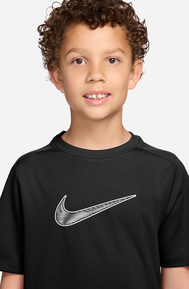 Nike Kids' Dri-FIT Swoosh Graphic T-Shirt, Alternate, color, Black/ White