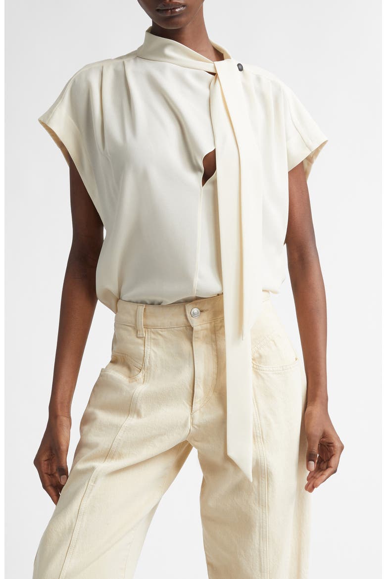 Selene Asymmetric Tie Neck Top, Main, color, ECRU