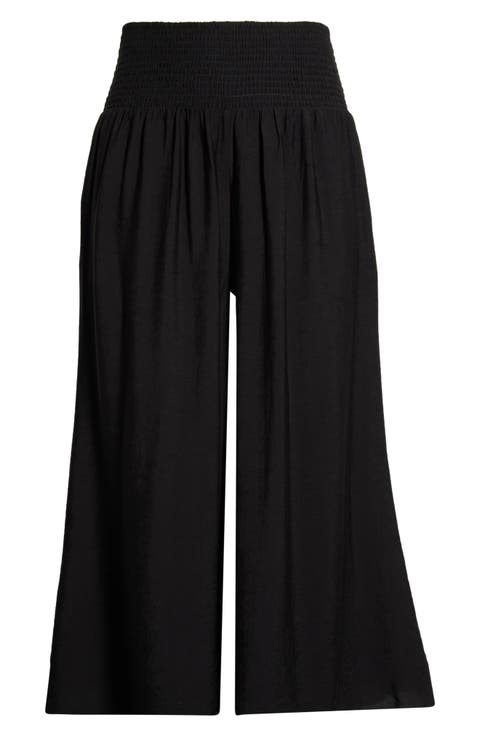 Smocked Waist High Waist Wide Leg Pants
