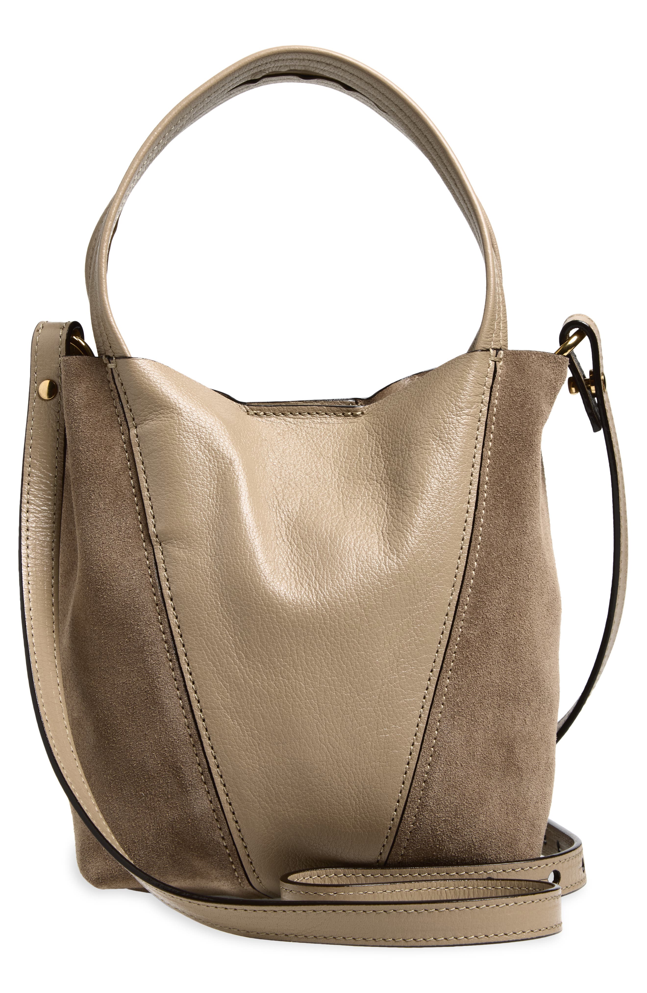 Chloé Small Chloé Spin Leather & Suede Tote, Alternate, color, Boyish Brown