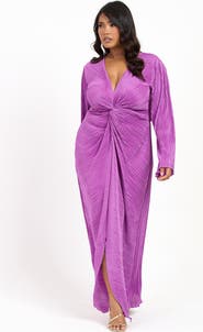 FASHION-SZN CURVE Curve Plisse Flare Sleeve Midaxi Dress