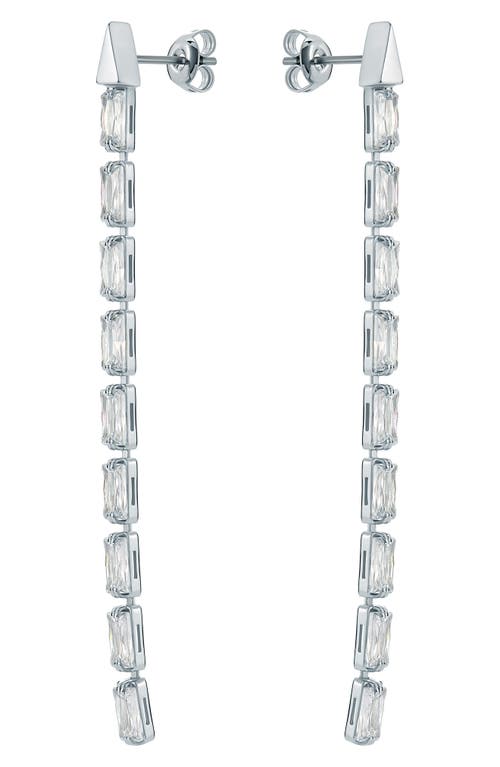 Ted Baker Isalie Cubic Zirconia Baguette Linear Drop Earrings In Silver Tone/clear Crystal