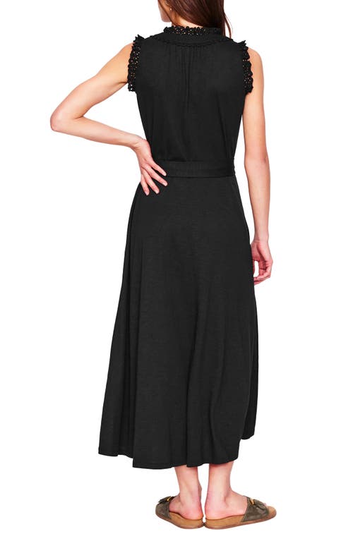 BODEN BODEN ARIA EMBROIDERED EYELET TRIM COTTON BLEND MIDI DRESS