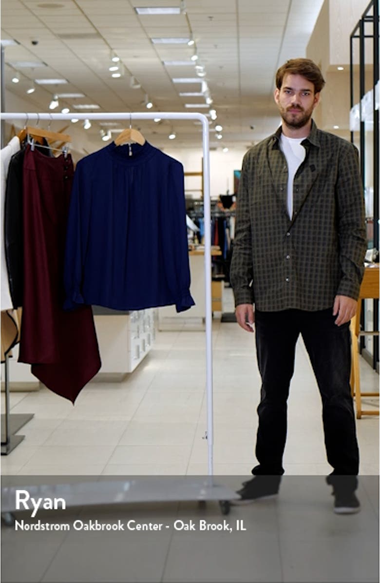 Smocked Trim Crêpe de Chine Charmeuse Top, sales video thumbnail