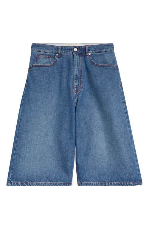 Erl Gender Inclusive Indiana Skate Denim Shorts In Dirty Blue