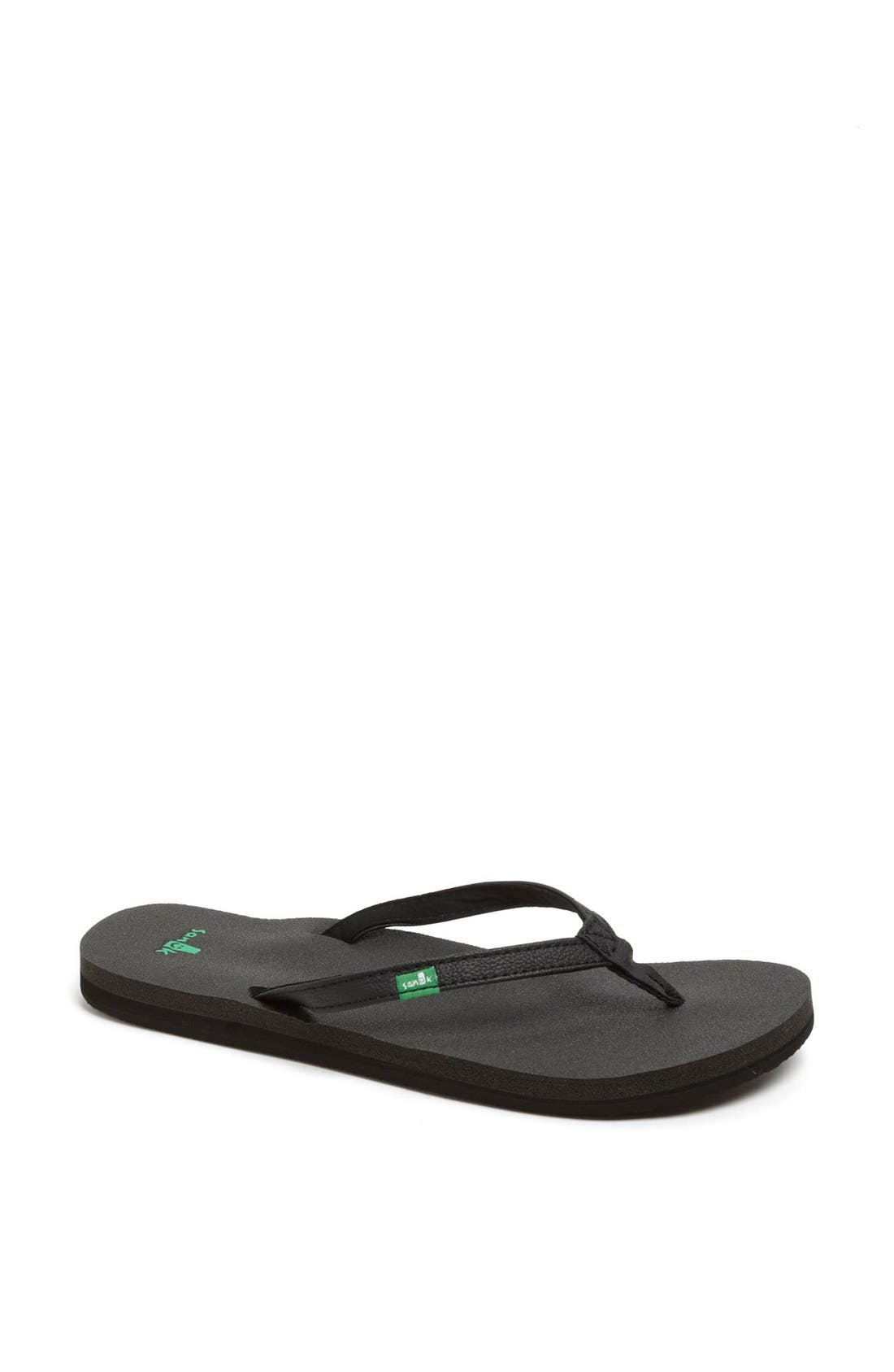 'Yoga Joy' Flip Flop, Main, color, BLACK