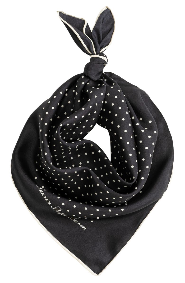 Lauren Ralph Lauren Polka Dot Square Silk Scarf, Main, color, 