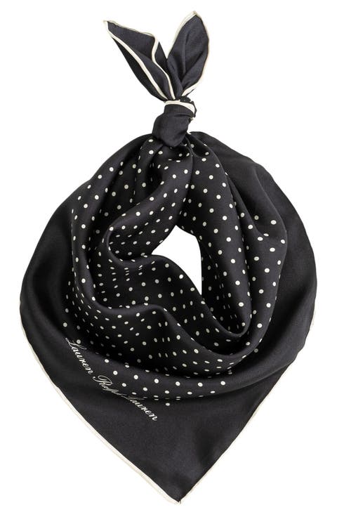 Polka Dot Square Silk Scarf