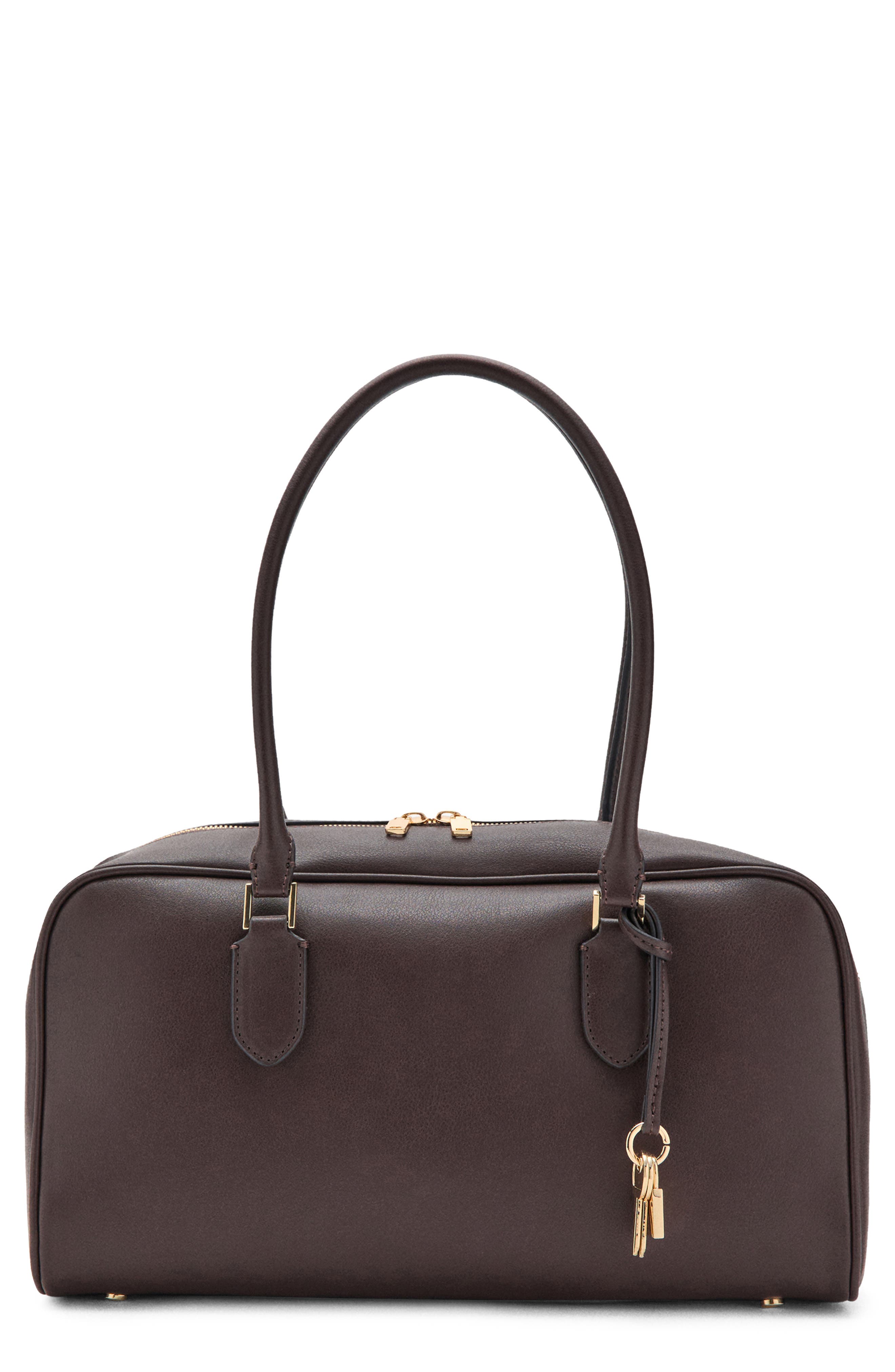 MANGO Faux Leather Bowling Bag, Main, color, 