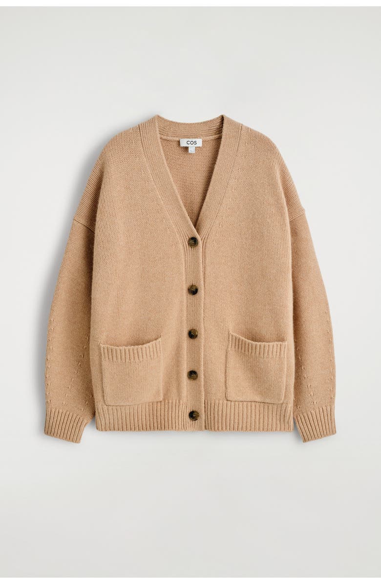 COS Oversized Merino Wool Cardigan, Alternate, color, Oatmeal Mélange