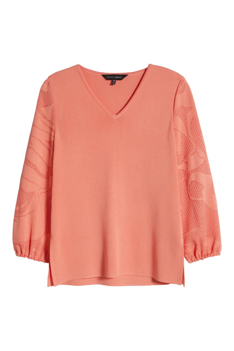 Tonal Texture Detail Sweater, Alternate, color, ORANGE BURST