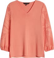 Ming Wang Tonal Texture Detail Sweater