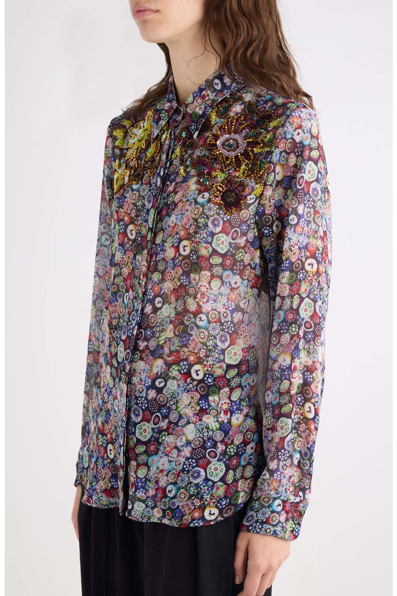 Chowy Embellished Print Georgette Button-Up Shirt, Alternate, color, MULTI