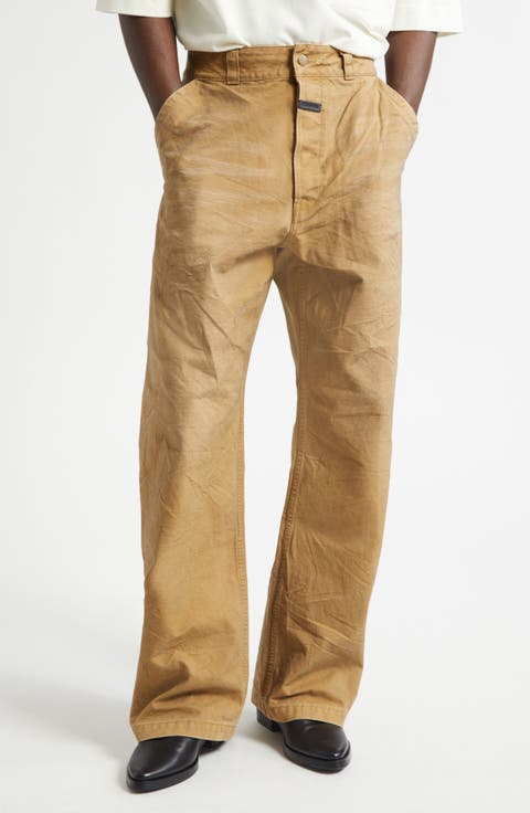 Relaxed Straight Leg Cotton Canvas Utility Pants