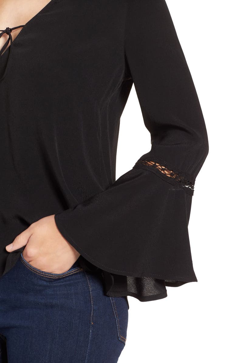 ASTR the Label ASTR Crochet Trim Bell Sleeve Top, Alternate, color, 