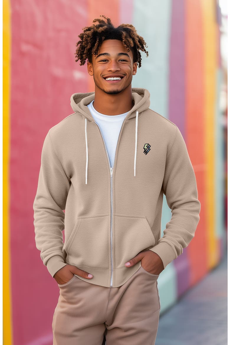 Lightning Bolt Zip Hoodie, Alternate, color, Tan