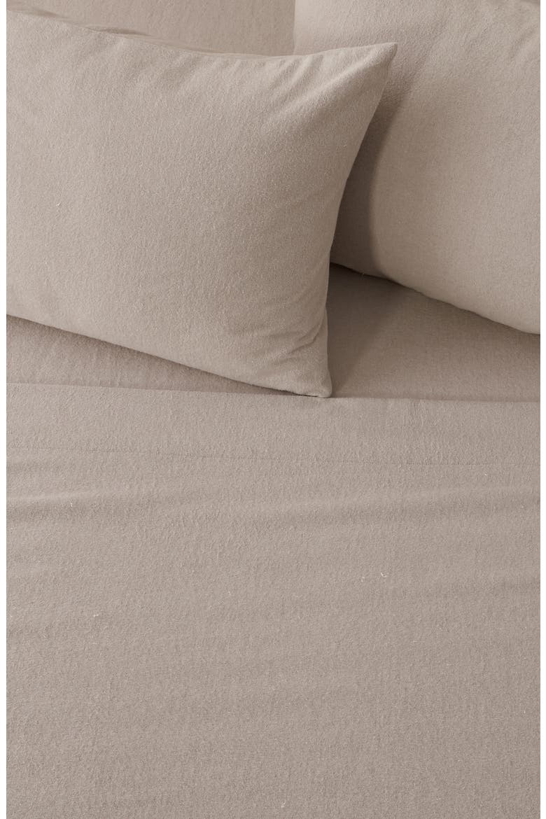 Heathered Turkish Cotton Blend Flannel Sheet Set, Alternate, color, HEATHERED LIGHT GREY