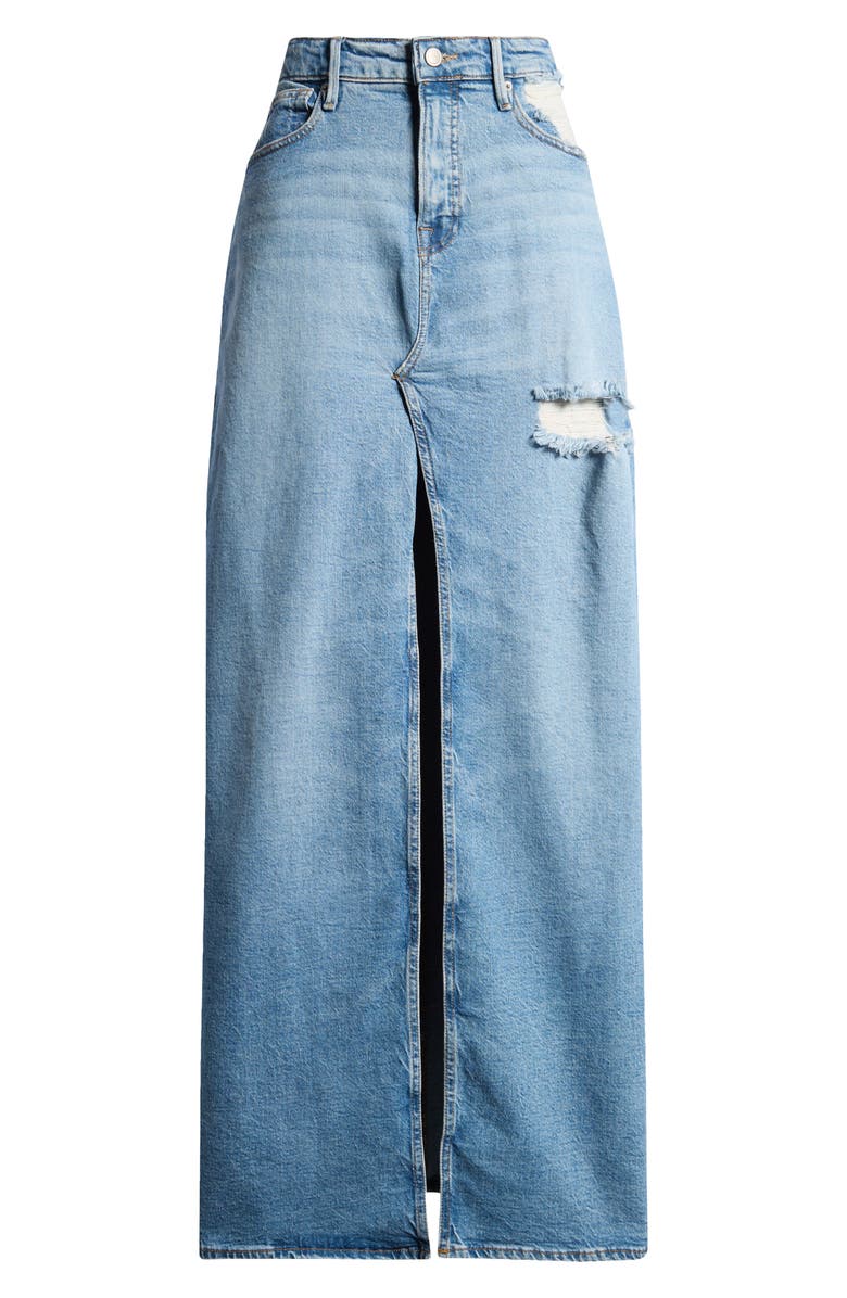 Good American Good Ease Denim Midi Skirt, Alternate, color, Indigo733