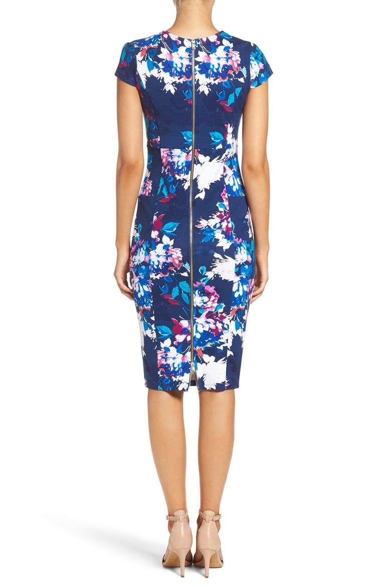 Wardess Floral Ponte Sheath Dress (Nordstrom Exclusive), Alternate, color, SEA BLUE