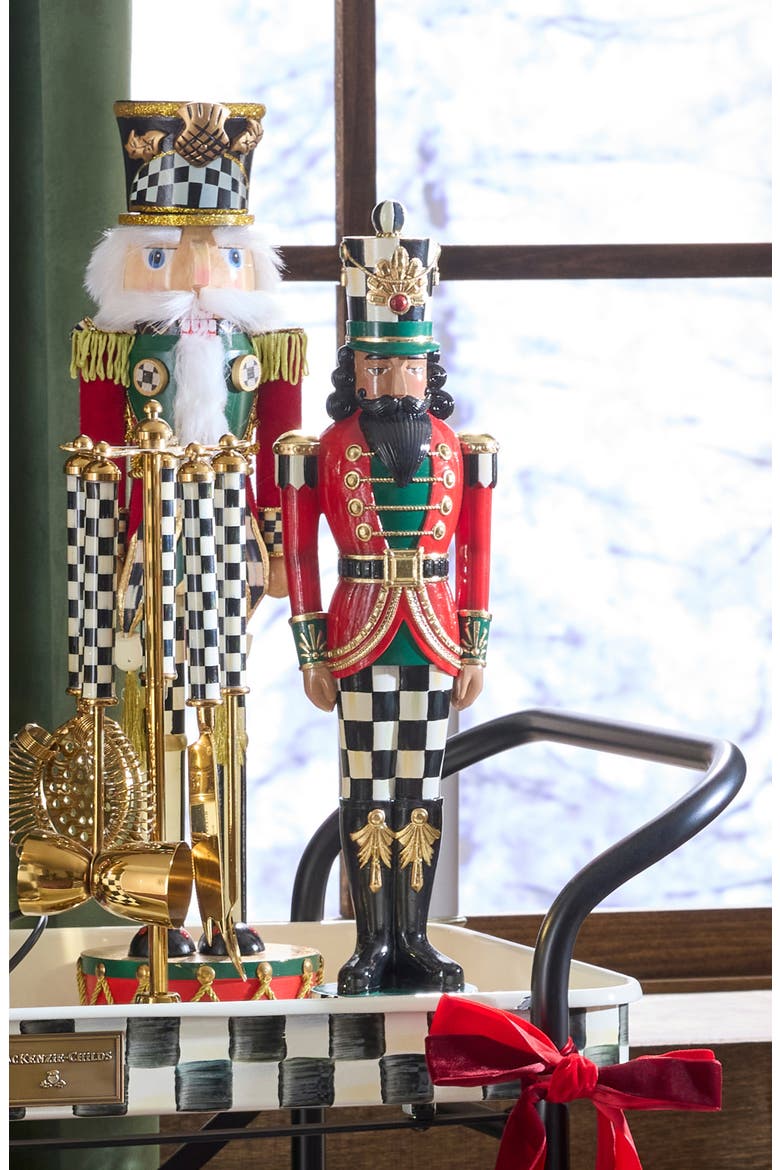 Courtly Check Nutcracker Figurine, Alternate, color, RED