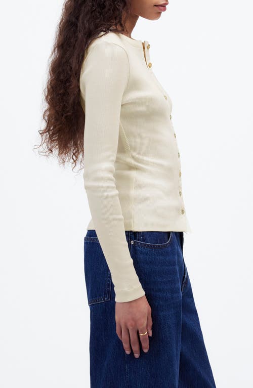 Madewell Garment-dyed Ribbed Cardigan Tee In Vintage Ivory