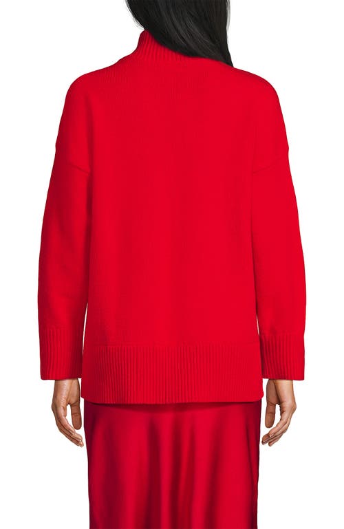 Lands' End Dweller Split Hem Turtleneck Sweater In Red