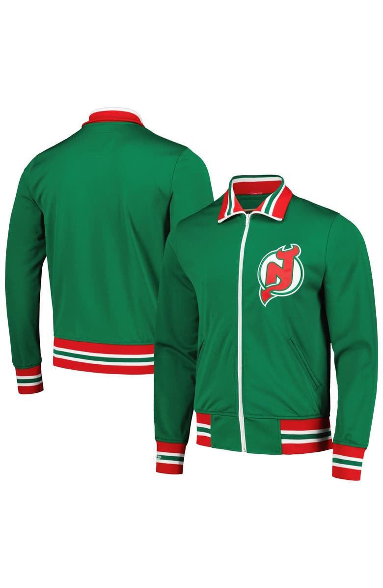 Mitchell & Ness Men's Mitchell & Ness Green New Jersey Devils 1984/85 Warmup Full-Zip Jacket, Alternate, color, 