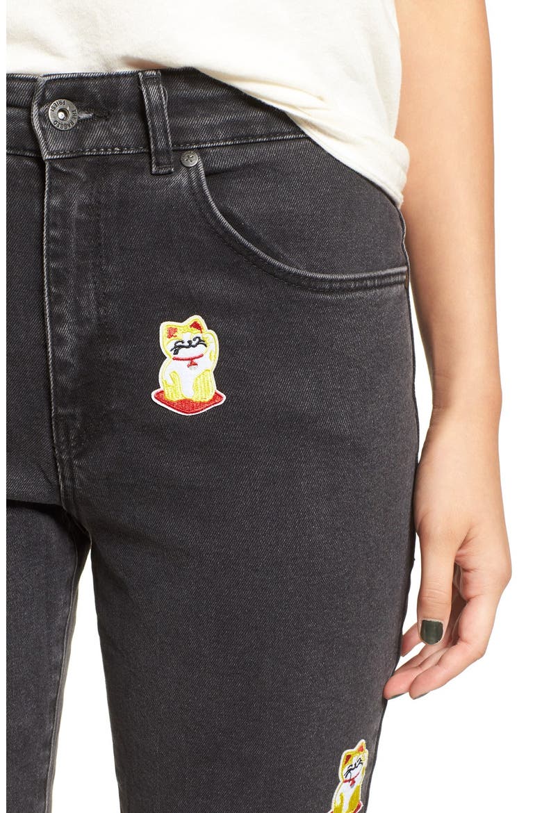 Charm Mom Jeans, Alternate, color, BLACK