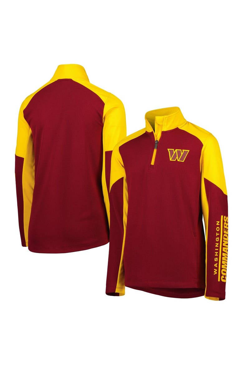 Youth Burgundy Washington Commanders Audible Quarter-Zip Jacket, Main, color, Burgundy