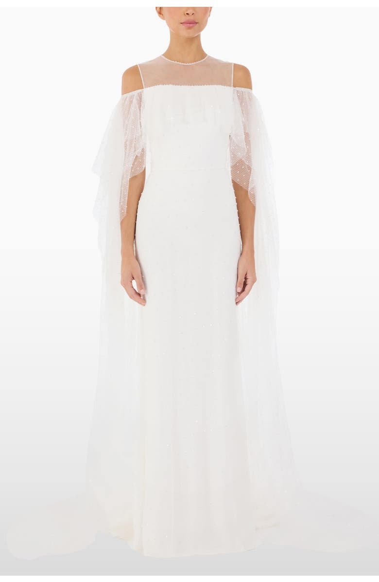 Jenny Packham Trevi Ruffled Dress, Alternate, color, Ivory