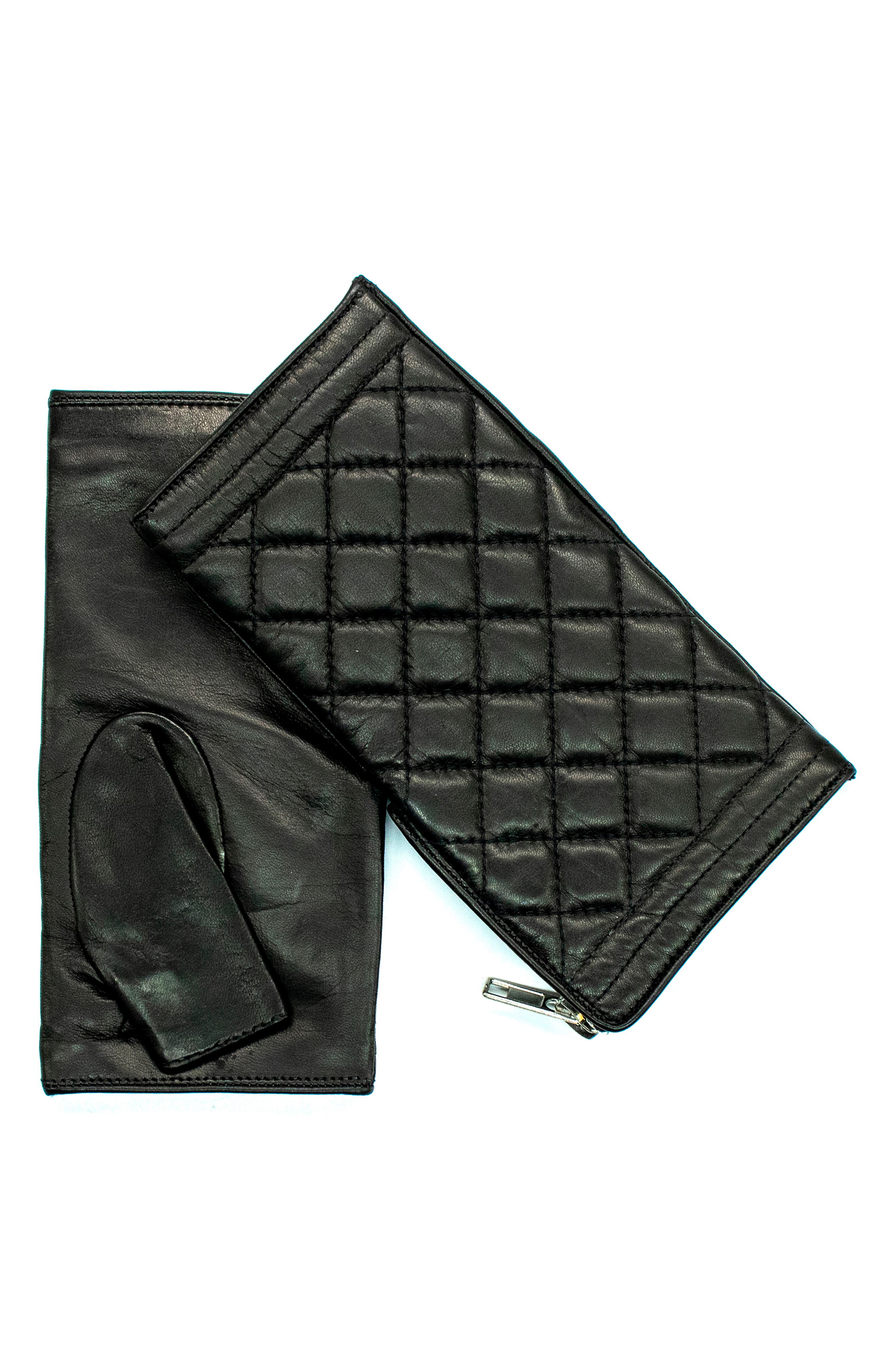Portolano Quilted Leather Fingerless Gloves