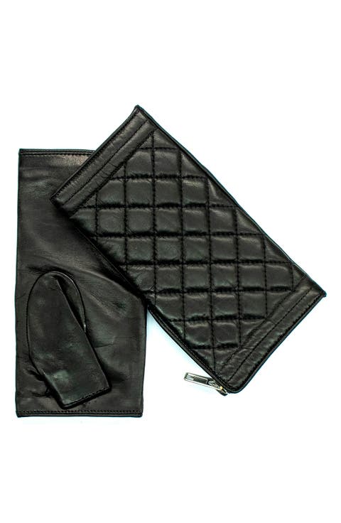 Quilted Leather Fingerless Gloves