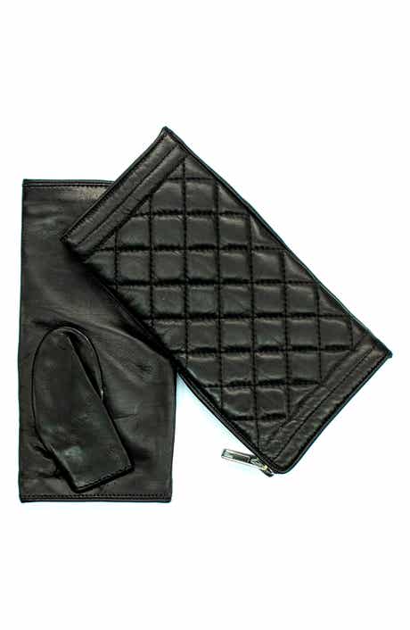 Portolano Quilted Leather Fingerless Gloves