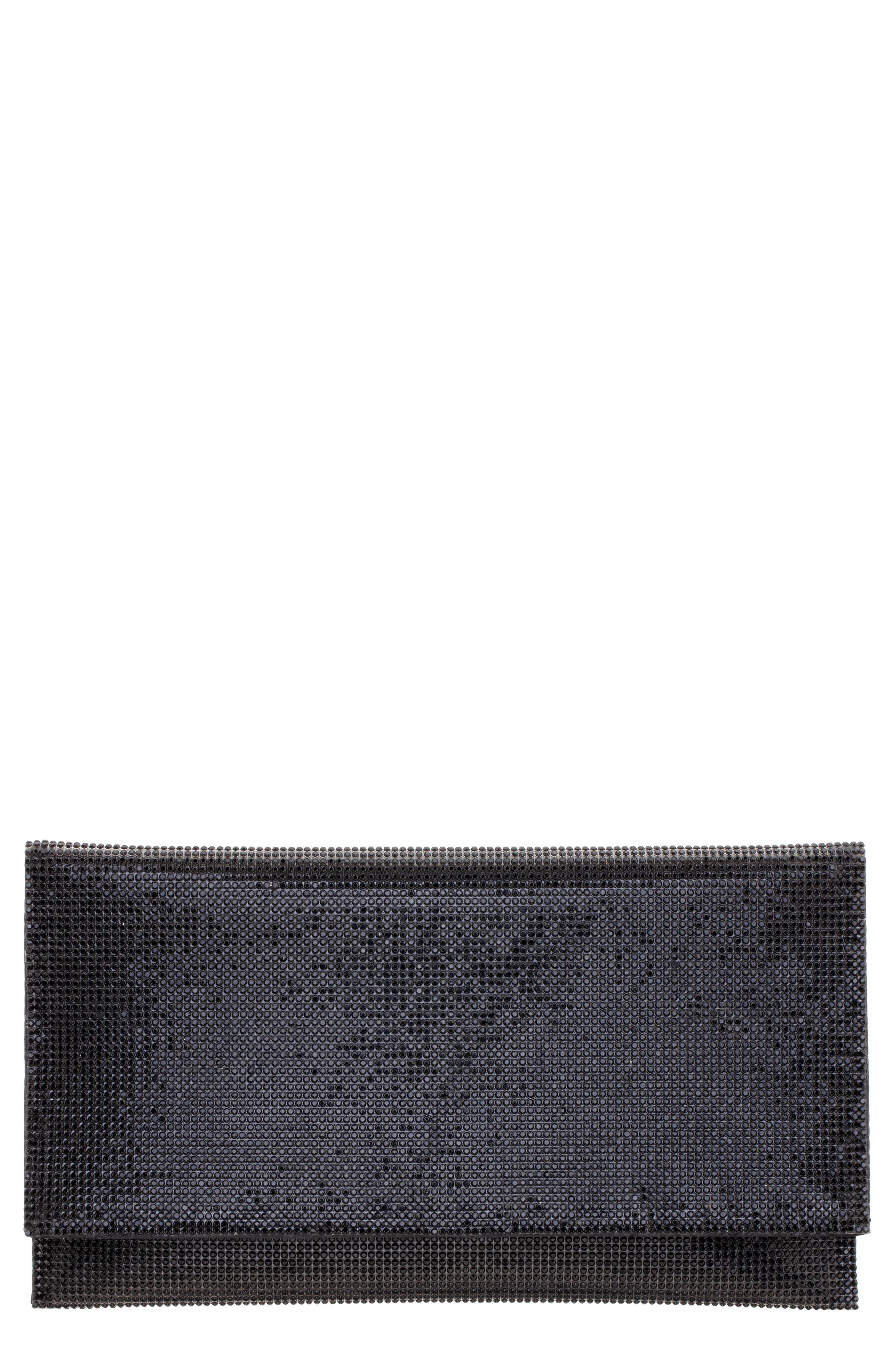 Nina Crystal Clutch, Main, color, Black