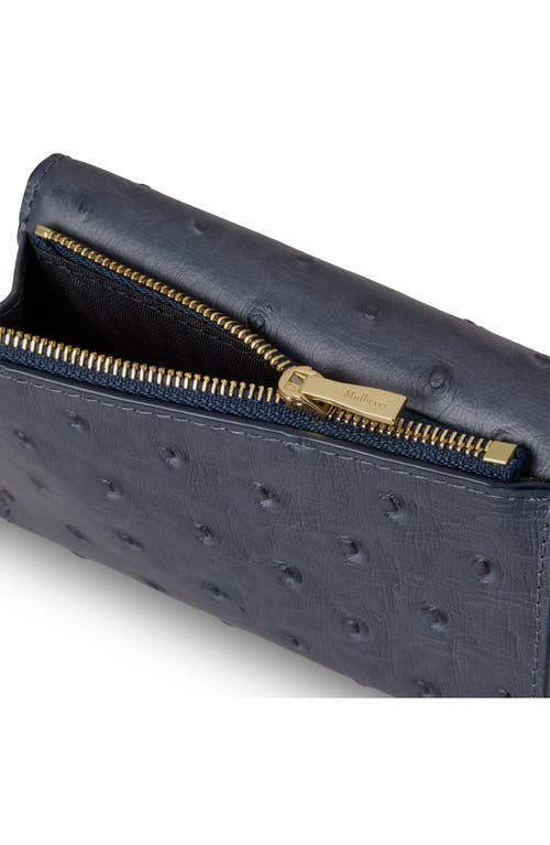 Mulberry Folded Multi-card Ostrich Embossed Leather Wallet In Blue