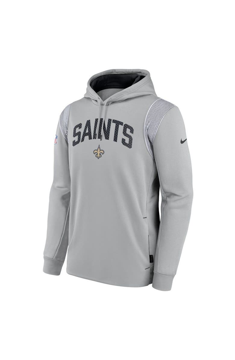 Nike Men's Nike Gray New Orleans Saints Sideline Athletic Stack Performance Pullover Hoodie, Alternate, color, 