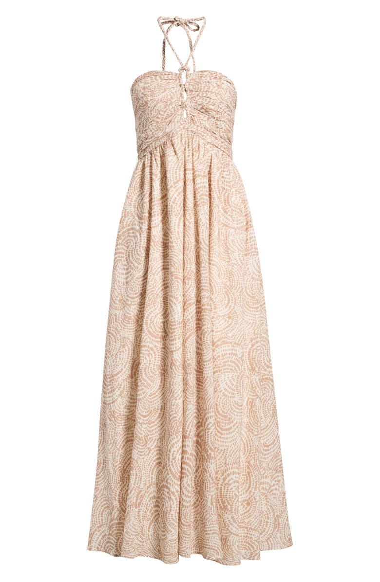 Parker Ruched Cutout Halter Midi Dress, Main, color, Buttercream