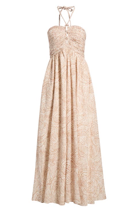 Ruched Cutout Halter Midi Dress