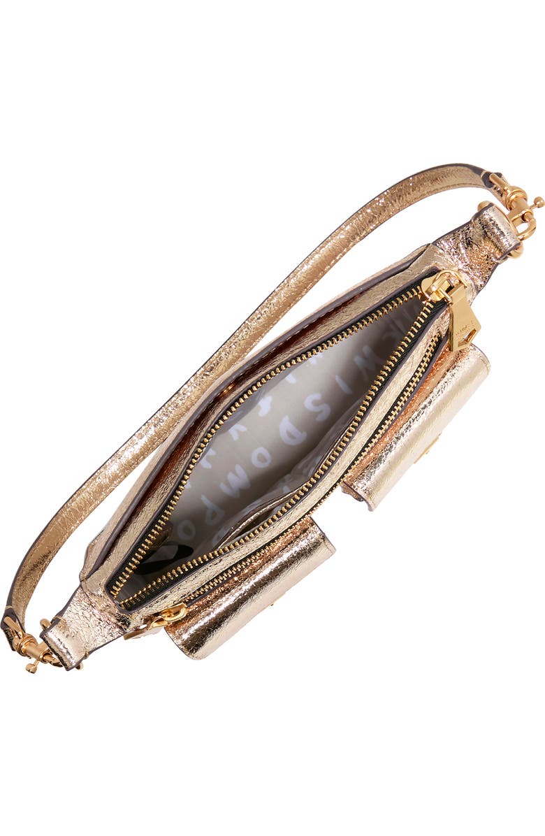 AIMEE Mini Saddle Up Convertible Leather Crossbody Bag, Alternate, color, Crinkled Gold